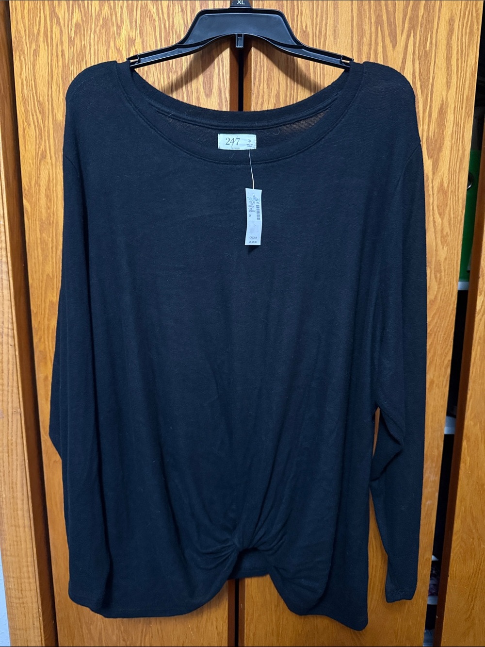 Maurice’s 24/7 Black Long Sleeve Twist-Hem Women's Top